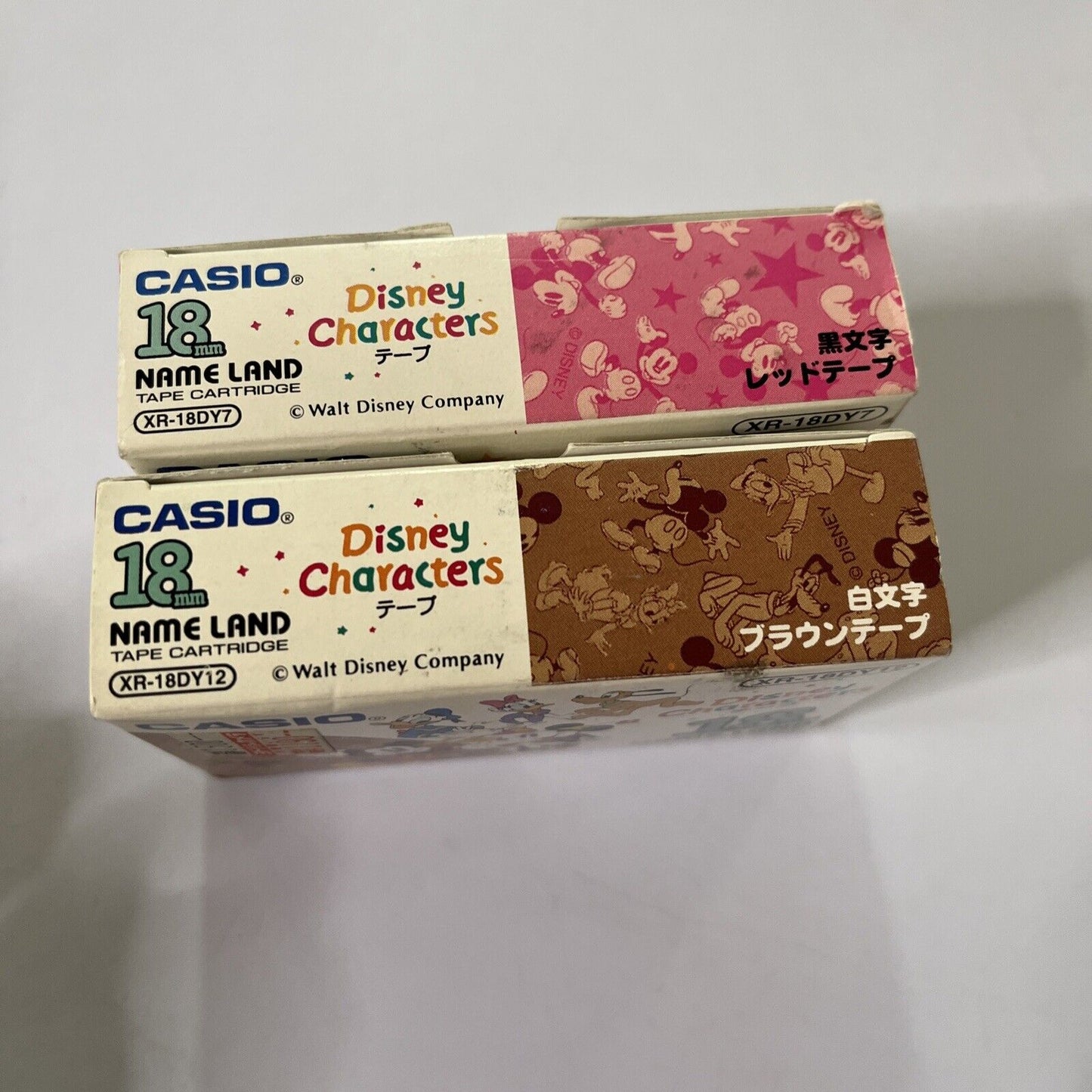2x Casio Disney Name Land 18mm Tape Cartridge Disney Characters Made Japan NEW