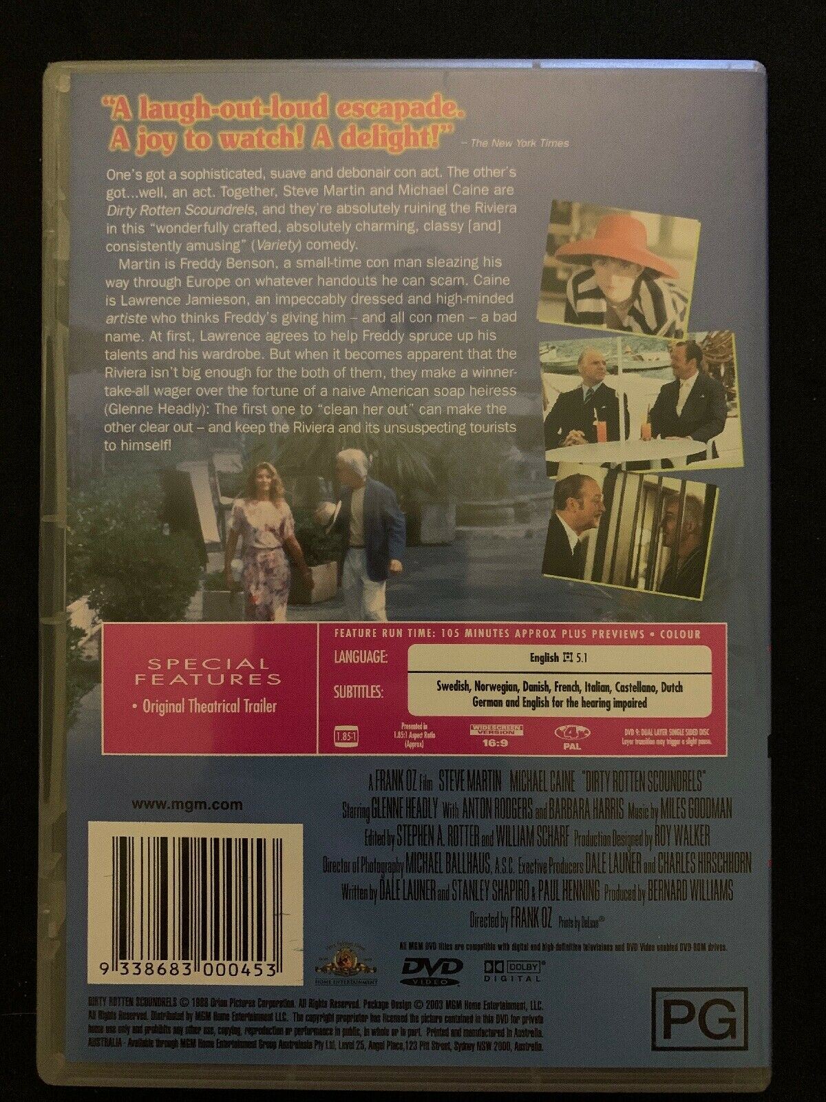 Dirty Rotten Scoundrels (1988, DVD) Region 4