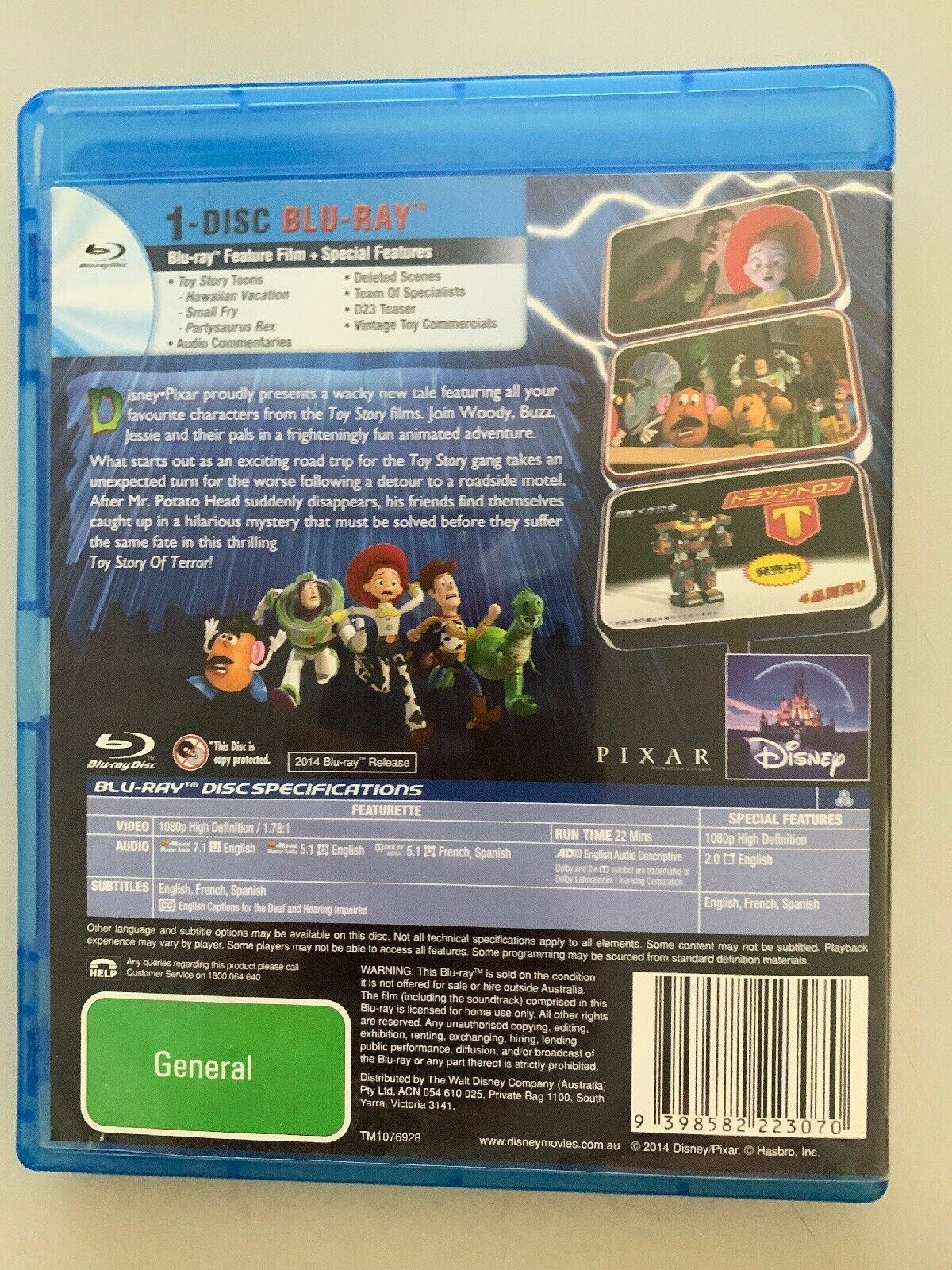 Toy Story of Terror (Blu-ray, 2014) Disney Animation Film. All Regions