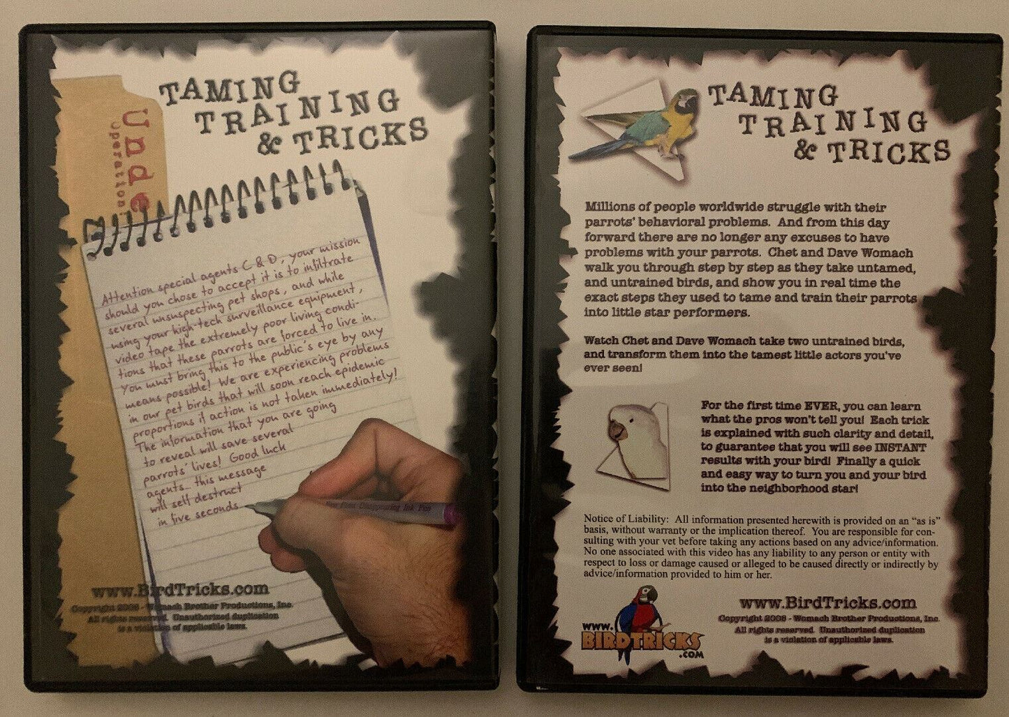 BIRD TAMING TRAINING & TRICKS 2x DVD TRAINING SESSIONS RARE AUS