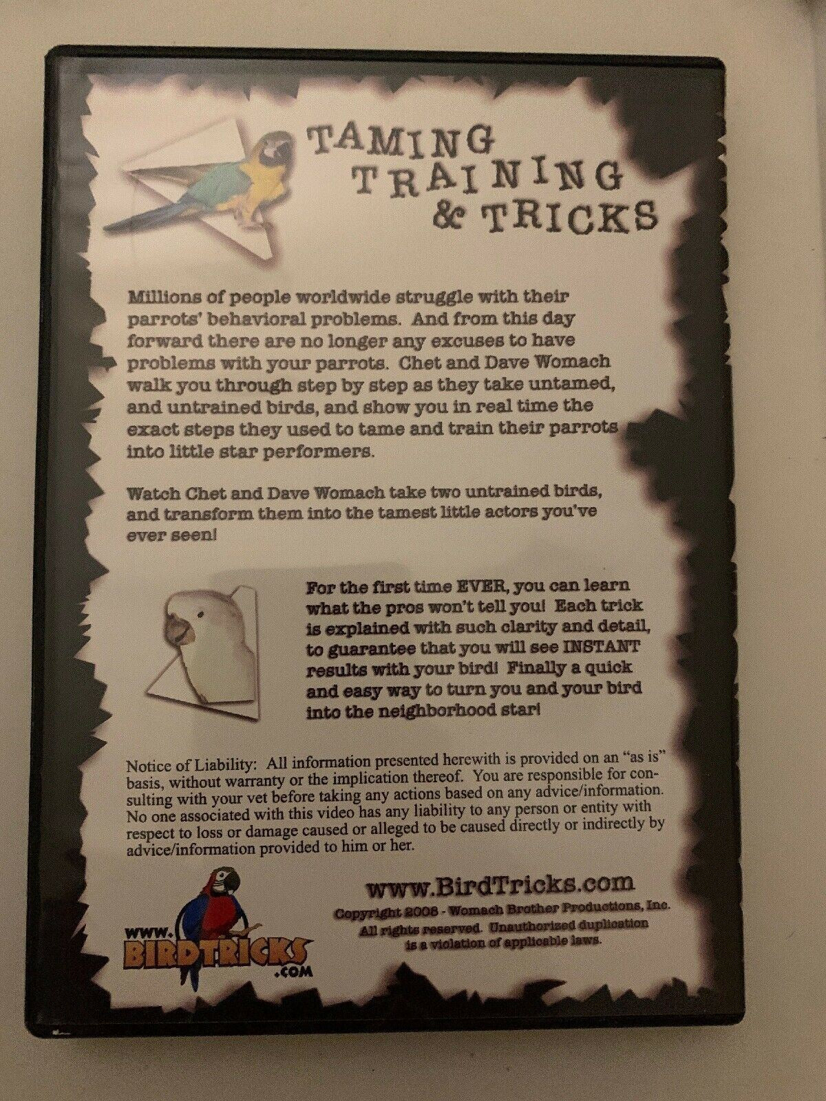 BIRD TAMING TRAINING & TRICKS 2x DVD TRAINING SESSIONS RARE AUS