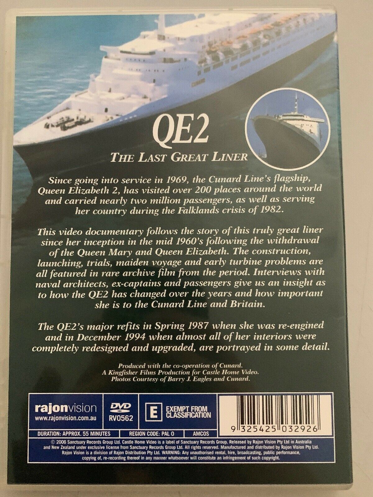 QE2 - The Last Great Liner DVD Queen Elizabeth Cunard Cruise Ship Documentary