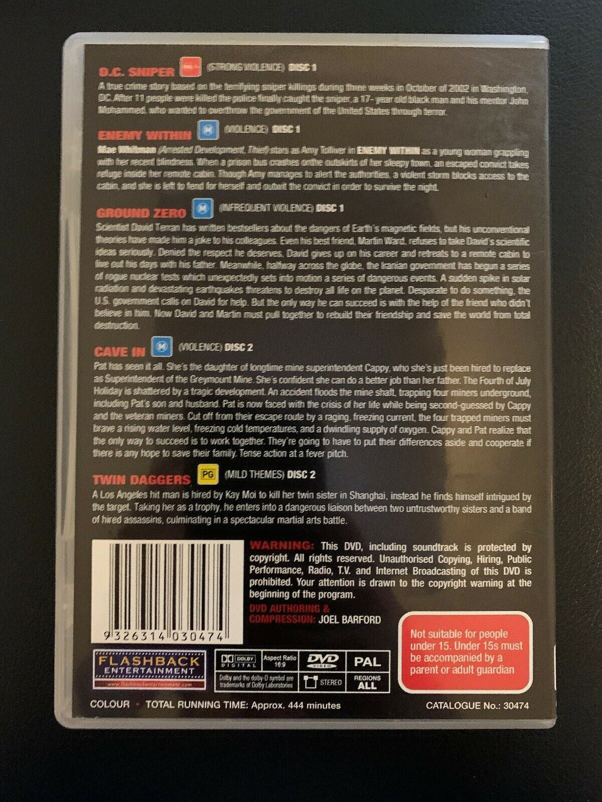 D.C Sniper/Enemy Within/Ground Zero/Cave In/Twin Daggers 5 Movie DVD collection