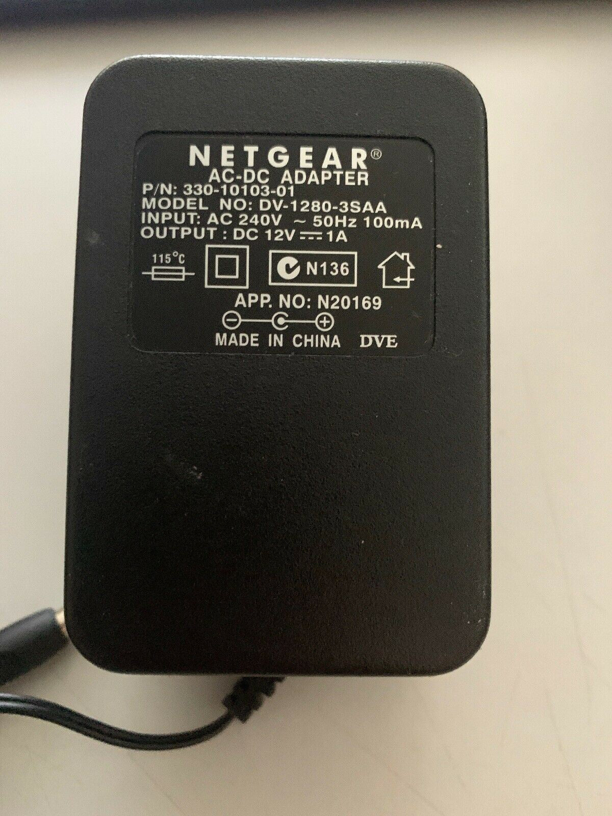 Genuine NETGEAR AC-DC Adapter Charger DV-1280-3SAA 12V 1A