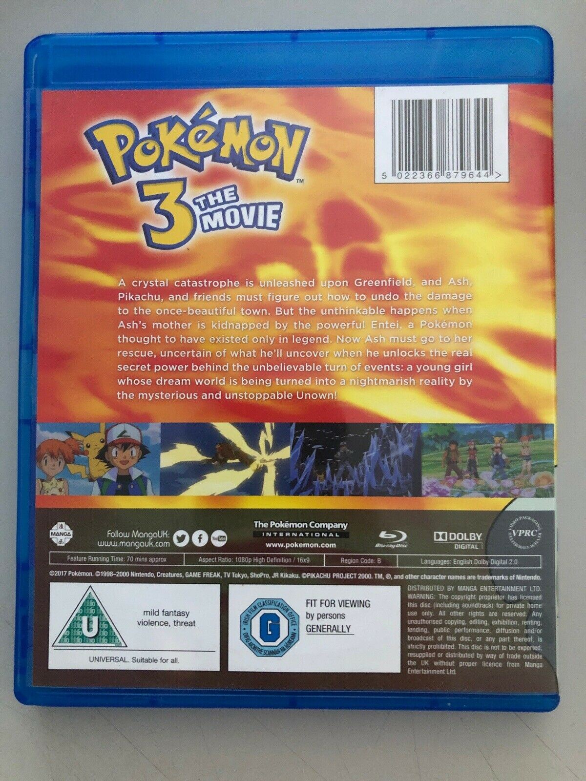 Pokemon 3: The Movie (Blu-ray) BD Region B Australia - FREE Aus postage
