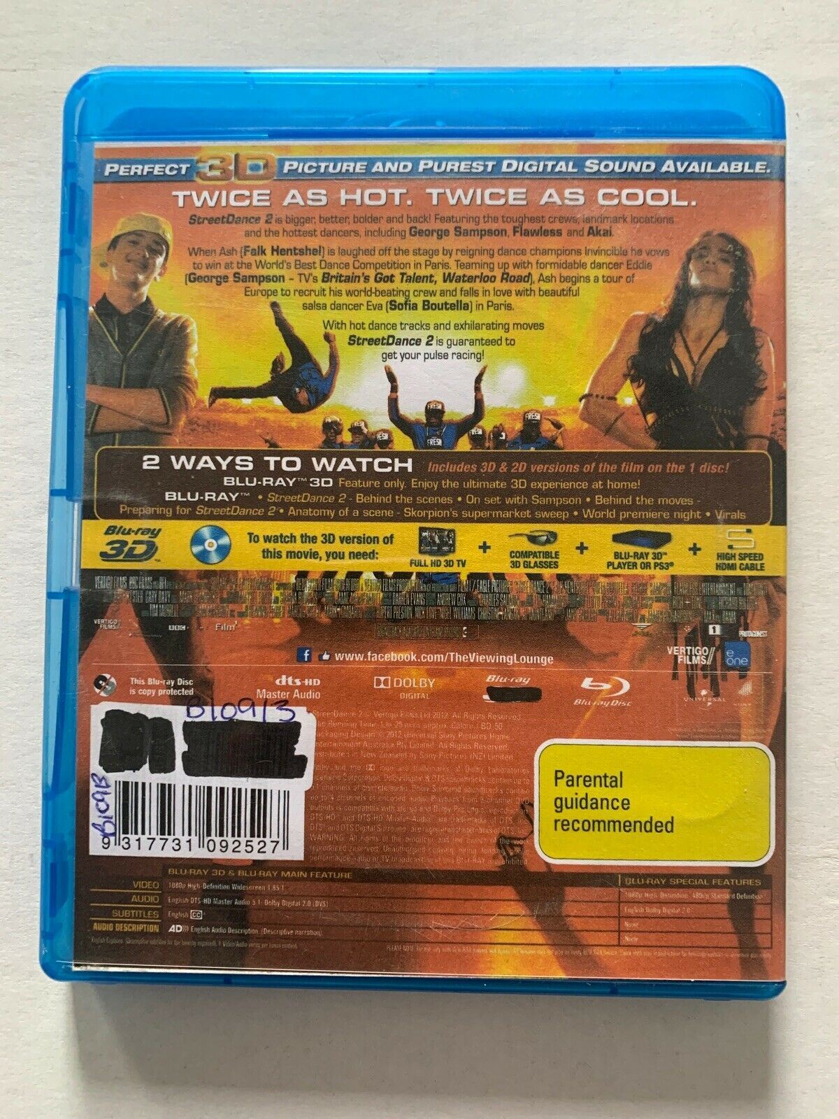 Streetdance 2 (Blu-ray) Region B Dancing - Tom Conti, Giwa - FREE Aus Postage