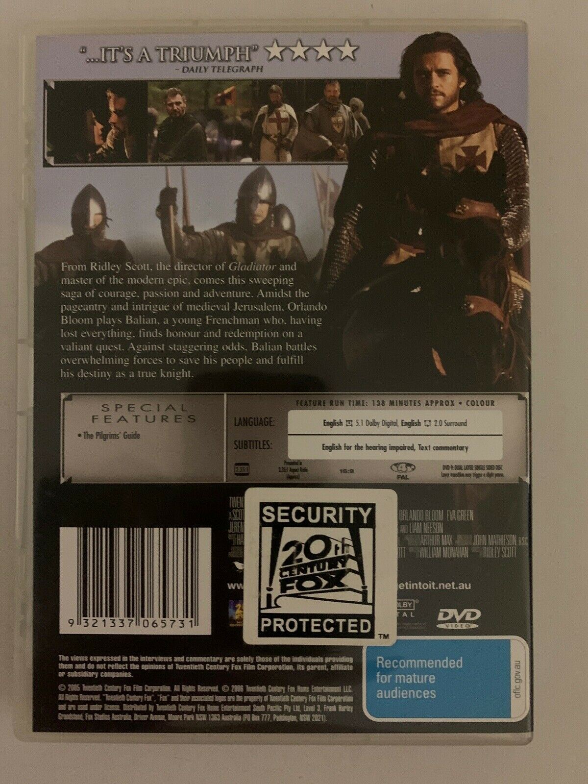 Kingdom Of Heaven (DVD, 2005) NEW Orlando Bloom Region 4