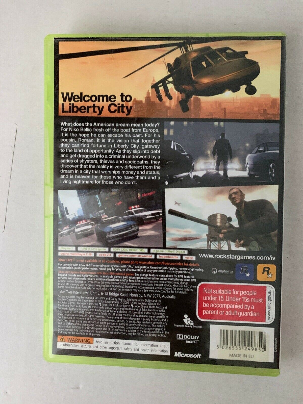 Grand Theft Auto IV (Microsoft Xbox 360, 2008) With Guidebook And Map. PAL