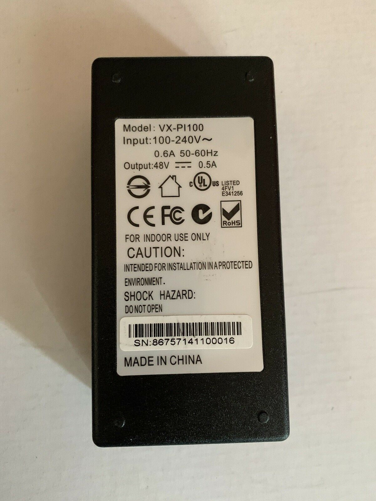 VX-Pi100 Versa Technology Power Over Ethernet (PoE) Injector IEEE 802.3af
