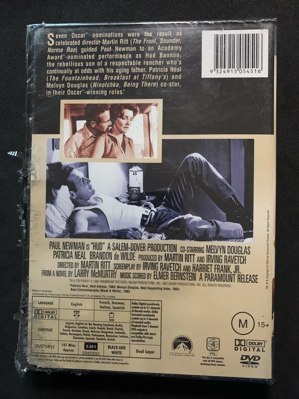 *New Sealed* Hud (DVD, 1963) Paul Newman, Melvyn Douglas, Patricia Neal -Region4