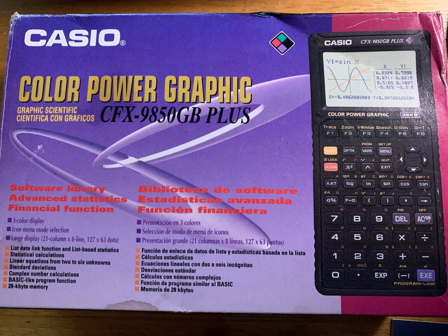 Casio CFX-9850GB Plus Color Graphic Scientific Calculator With Box And Manual