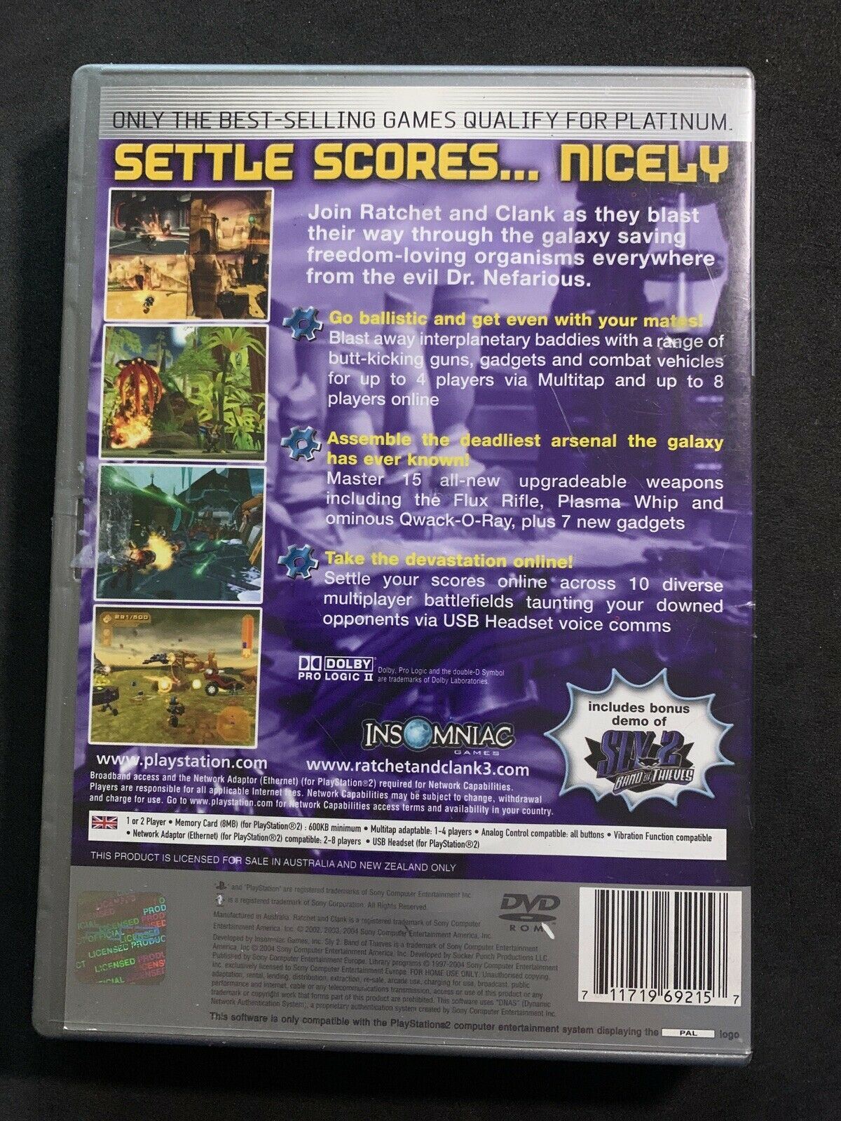 Ratchet & Clank 3: Up Your Arsenal - Platinum (Sony PS2, 2004) with Manual