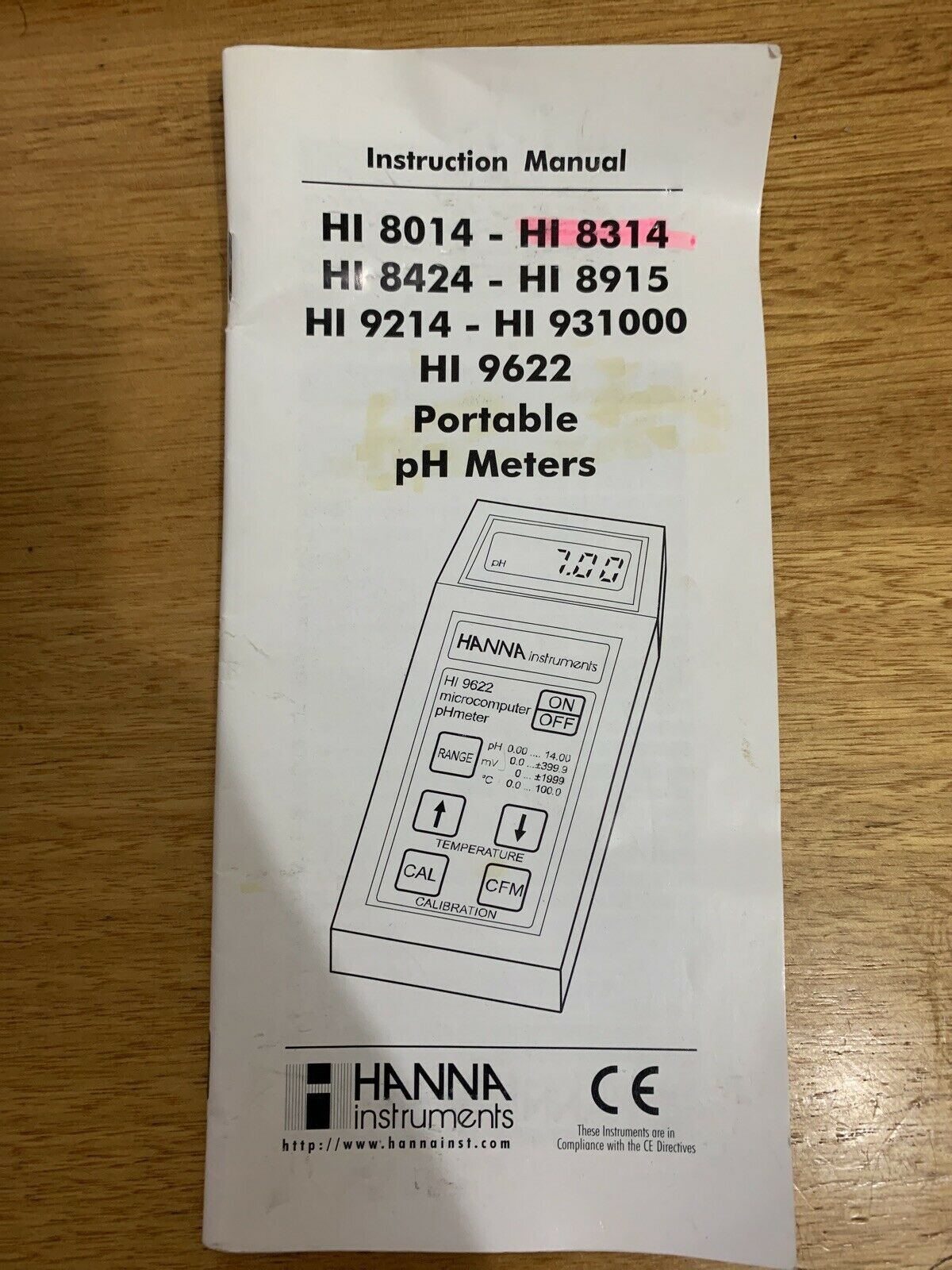 HANNA Portable pH Meter HI 8314