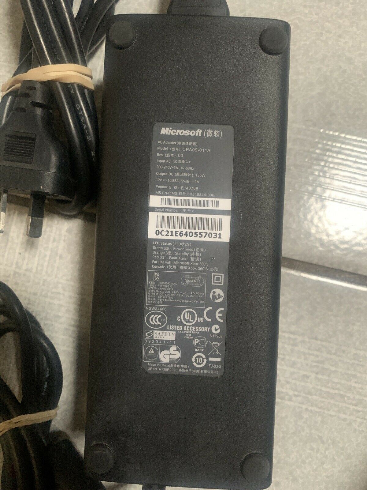 GENUINE Microsoft CPA09-011A AC Adapter XBOX 360 X818314-006 Power Supply 12V
