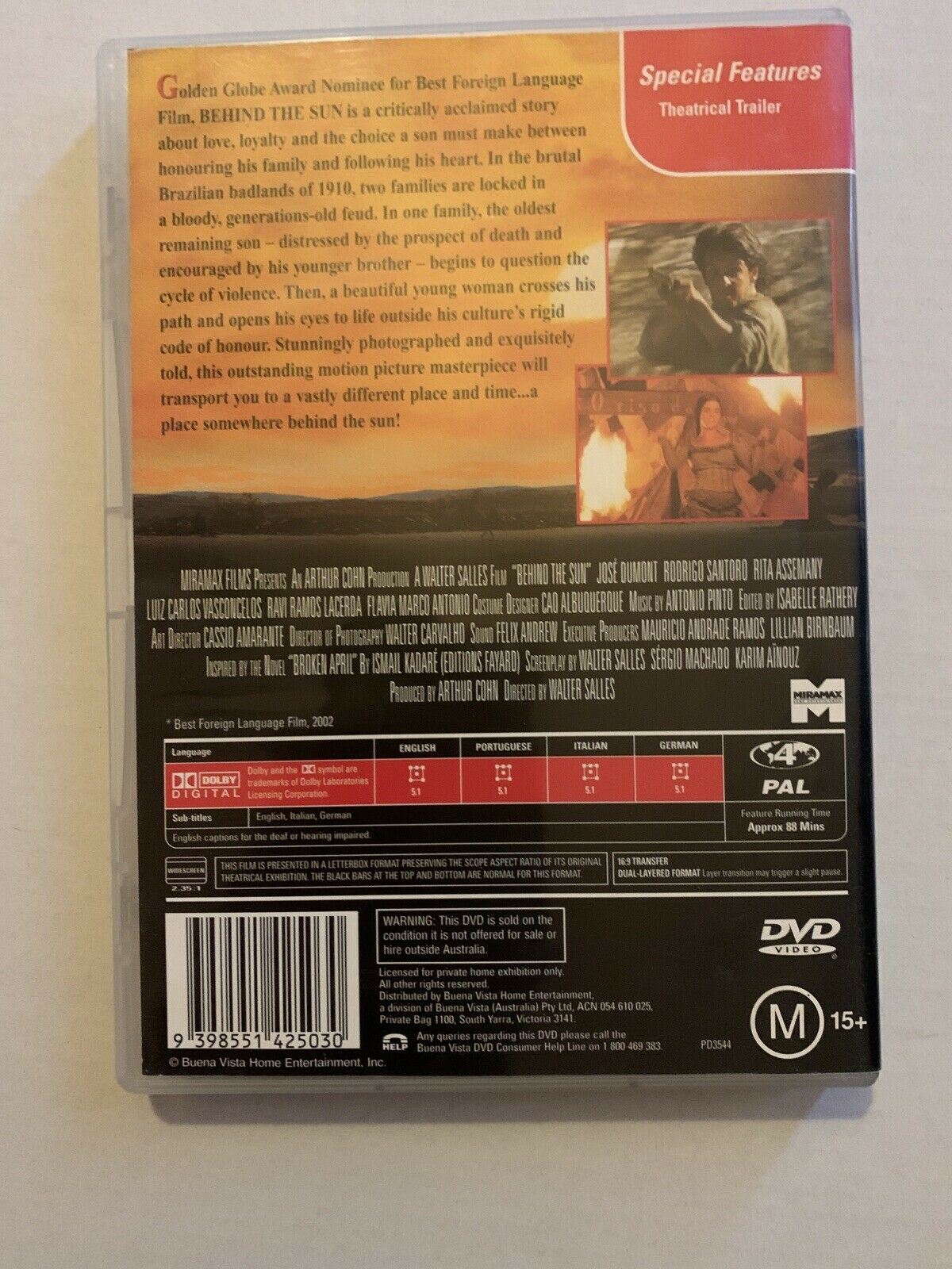 Behind The Sun (DVD, 2001) Jose Dumont, Rodrigo Santoro. Region 4