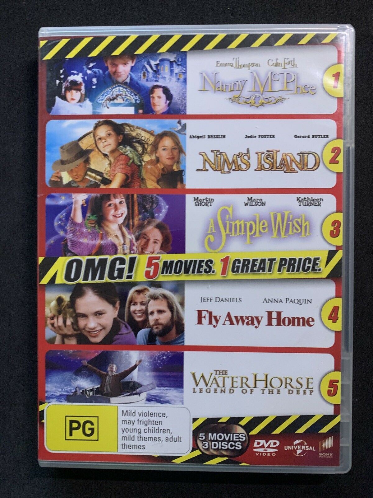 Nanny Mcphee / Nims Island / Simple Wish /Fly Away Home / The Water Horse. DVD.