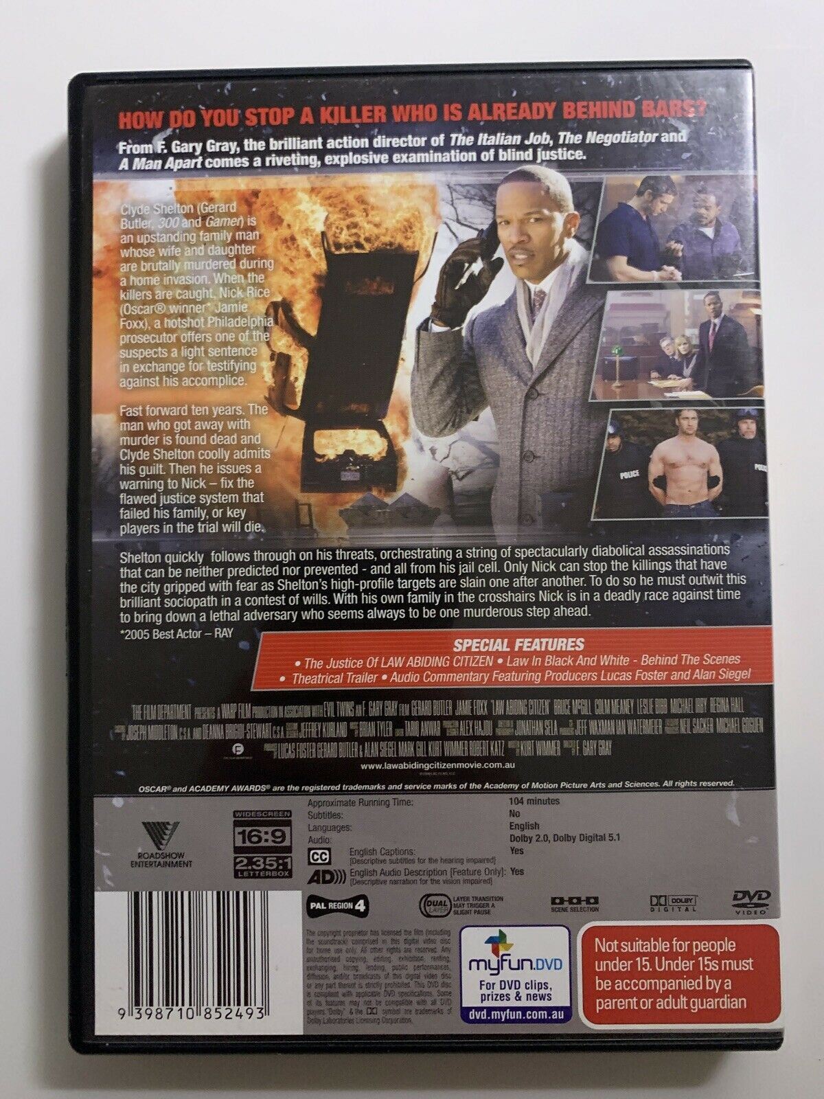 Law Abiding Citizen (DVD, 2009) Gerard Butler, Jamie Foxx - Region 4