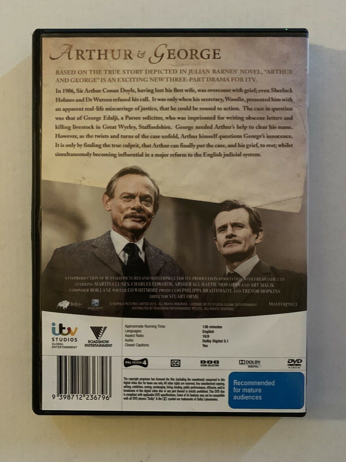 Arthur & George (DVD, 2015) Drama miniseries. Martin Clunes, Arsher Ali. Region4