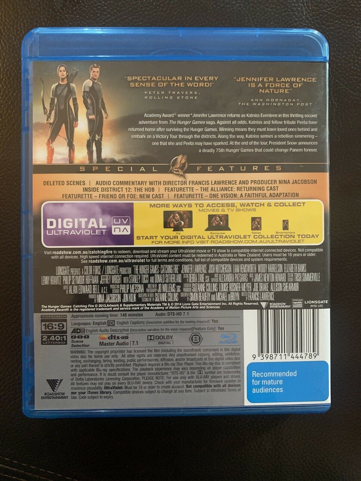 The Hunger Games - Catching Fire Blu-ray + Hungry Games Book by Suzanne Collins