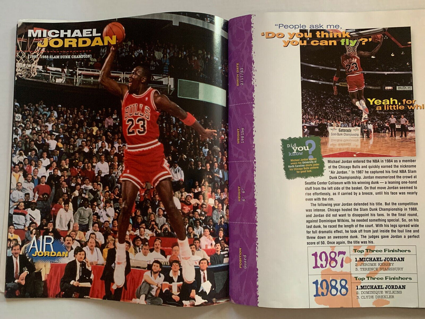 NBA All Star Slam Dunk Champs 1997 Michael Jordan, Wilkins, Webb etc Poster
