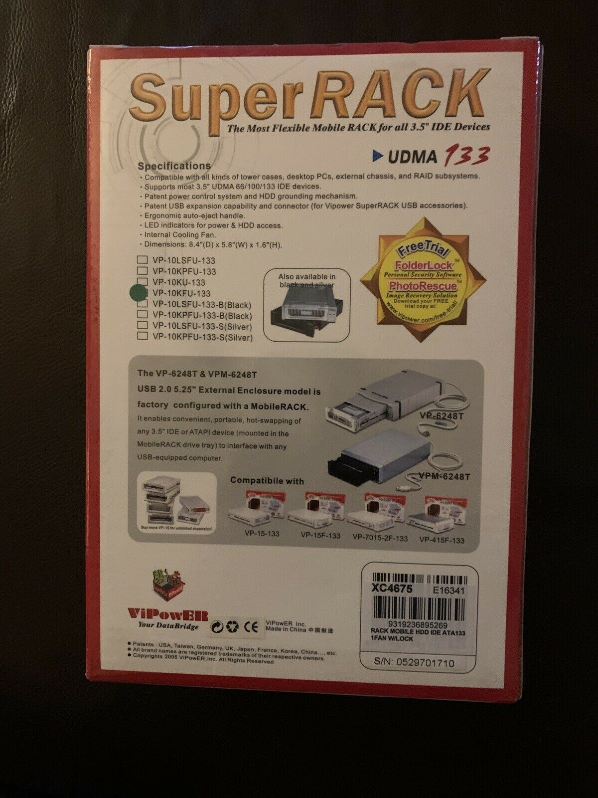 *New Sealed* SuperRack UDMA133 Mobile Rack 3.5" HDD IDE ATA133 VP-10KFU-133