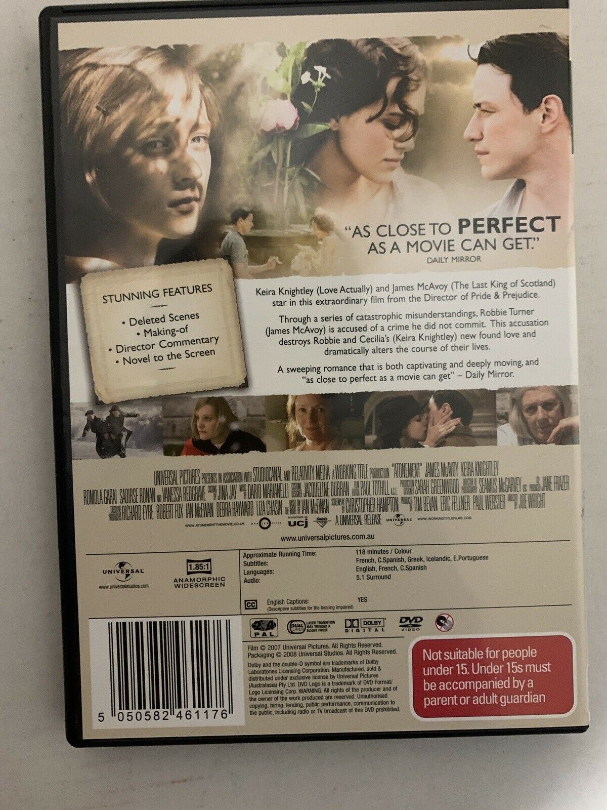 Atonement / Pride And Prejudice (DVD, 2008, 2-Disc Set) Keira Knightley Region4
