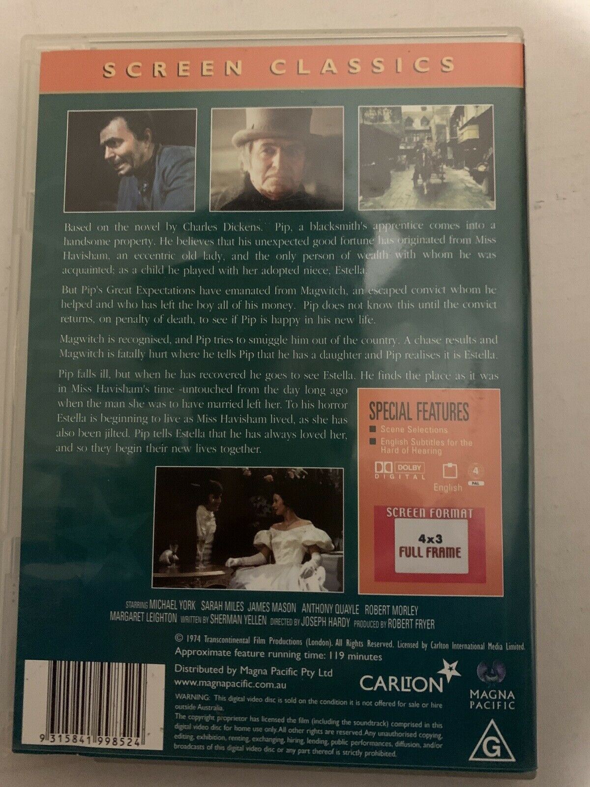 Great Expectations (DVD, 1974) James Mason, Michael York. Region 4