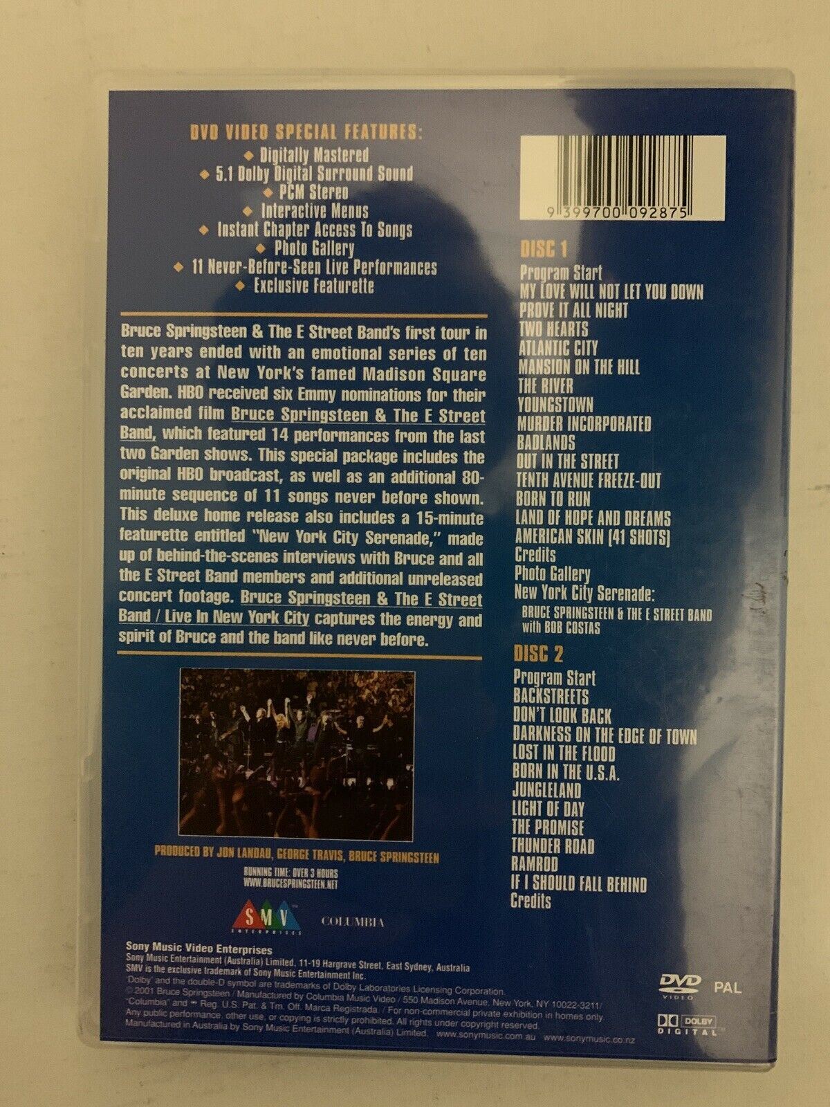 Bruce Springsteen And The E Street Band - Live In New York City (DVD, 2001)