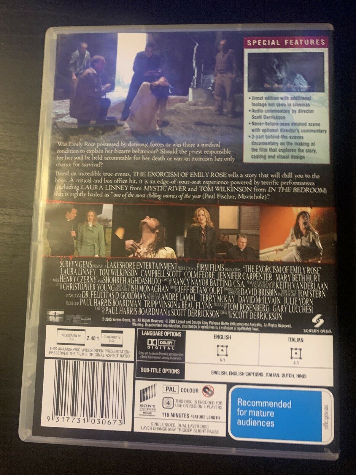The Exorcism Of Emily Rose - Uncut Version (DVD, 2005) Laura Linney. Region 4