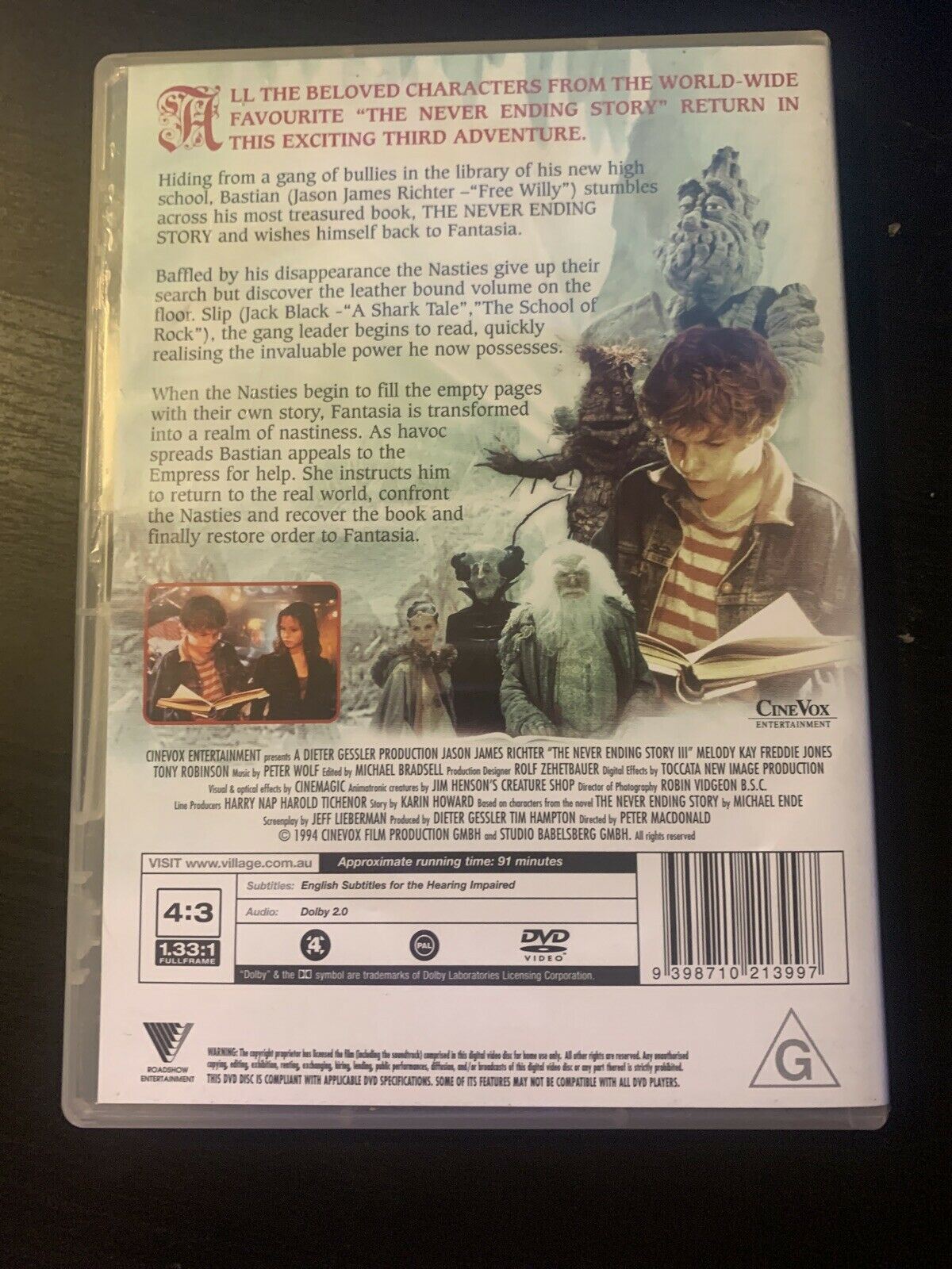 The Never Ending Story III 3 - Escape From Fantasia (DVD, 1994) Region 4