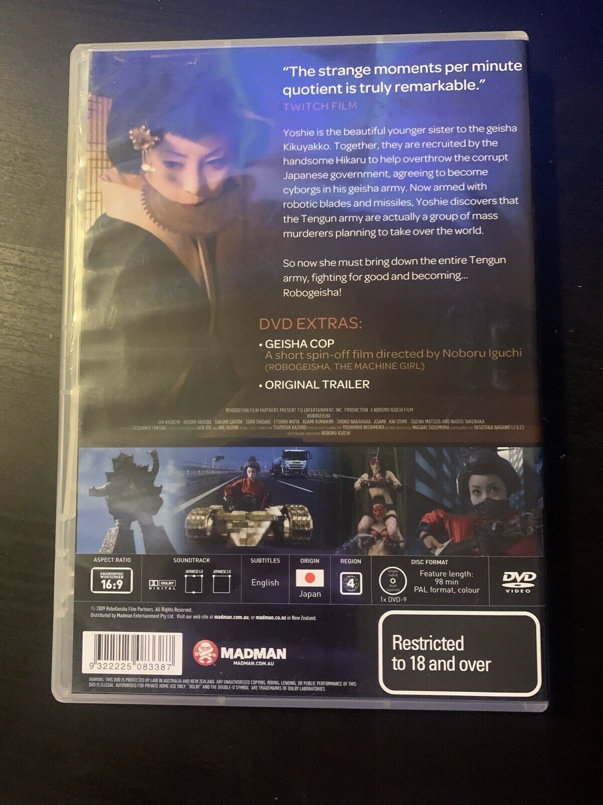 Robogeisha (DVD, 2009) Aya Kiguchi, Hitomi Hasebe, Takumi Saitoh. Region 4