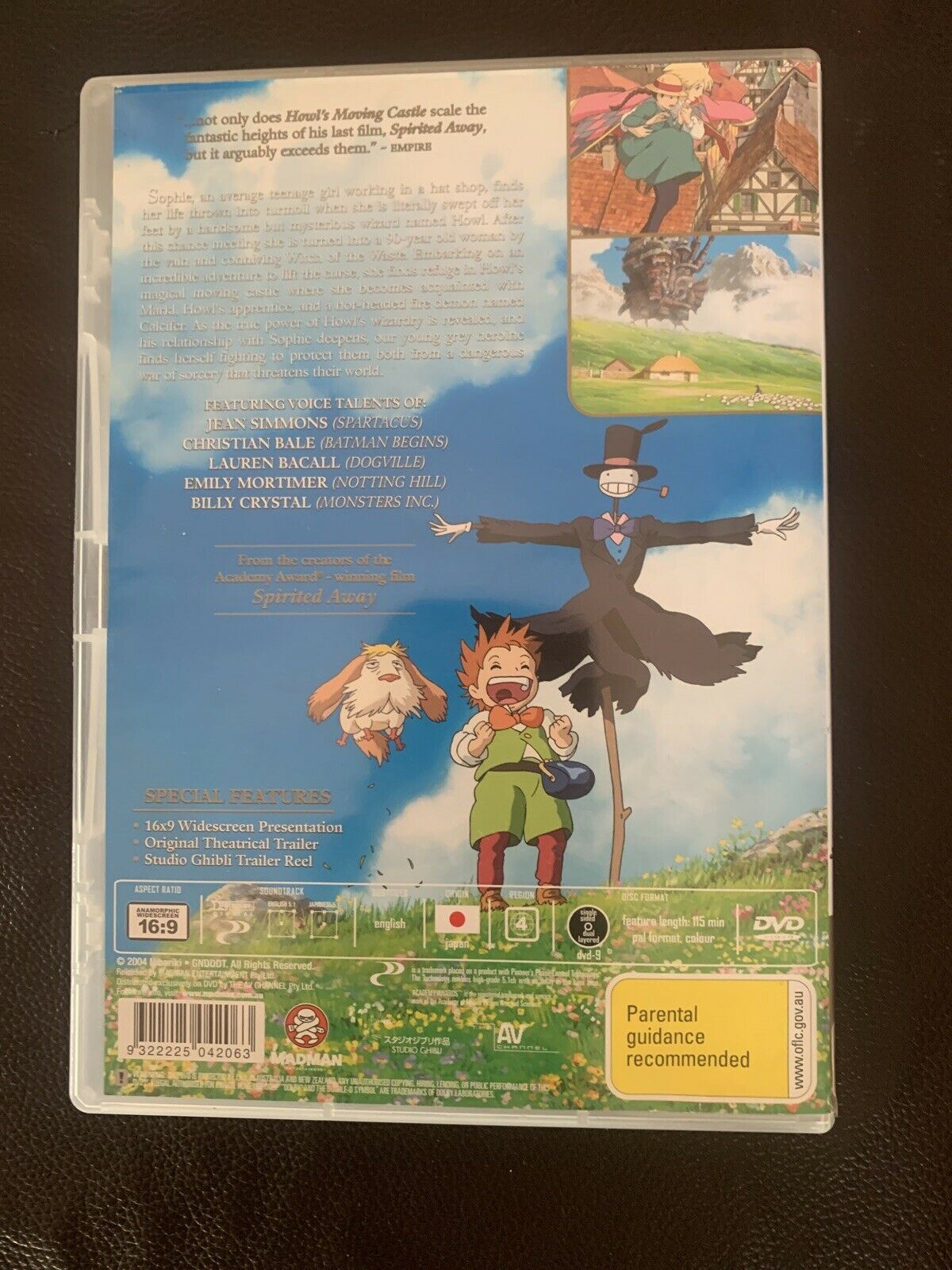 Howl's Moving Castle (DVD, 2004) Hayao Miyazaki. Studio Ghibli. Region 4