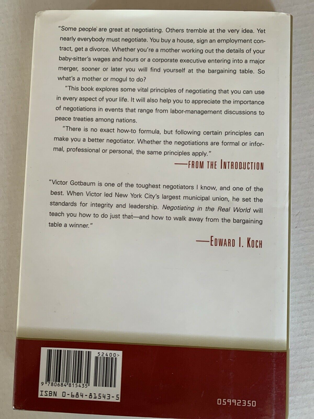 Negotiating in the Real World by Victor Gotbaum (Hardcover, 1999)