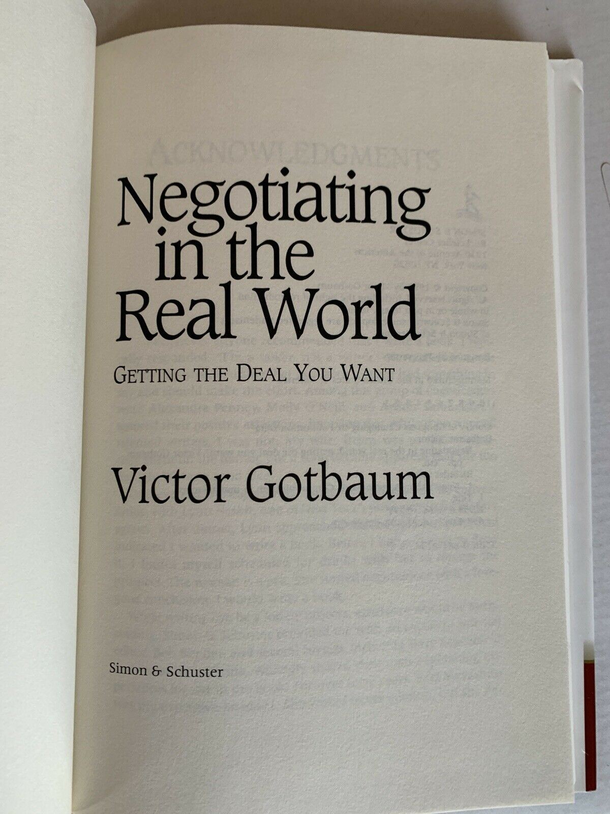 Negotiating in the Real World by Victor Gotbaum (Hardcover, 1999)