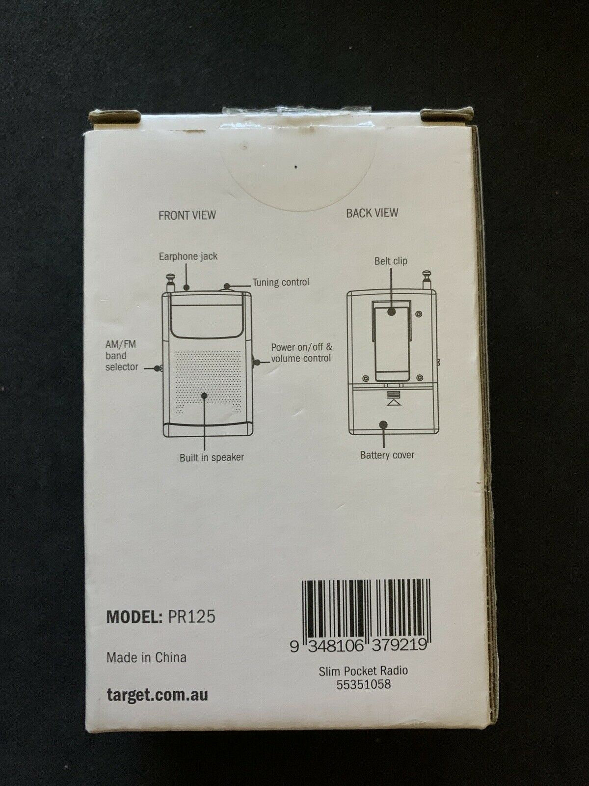 Target AM/FM Slim Pocket Radio with Built In Speaker PR125