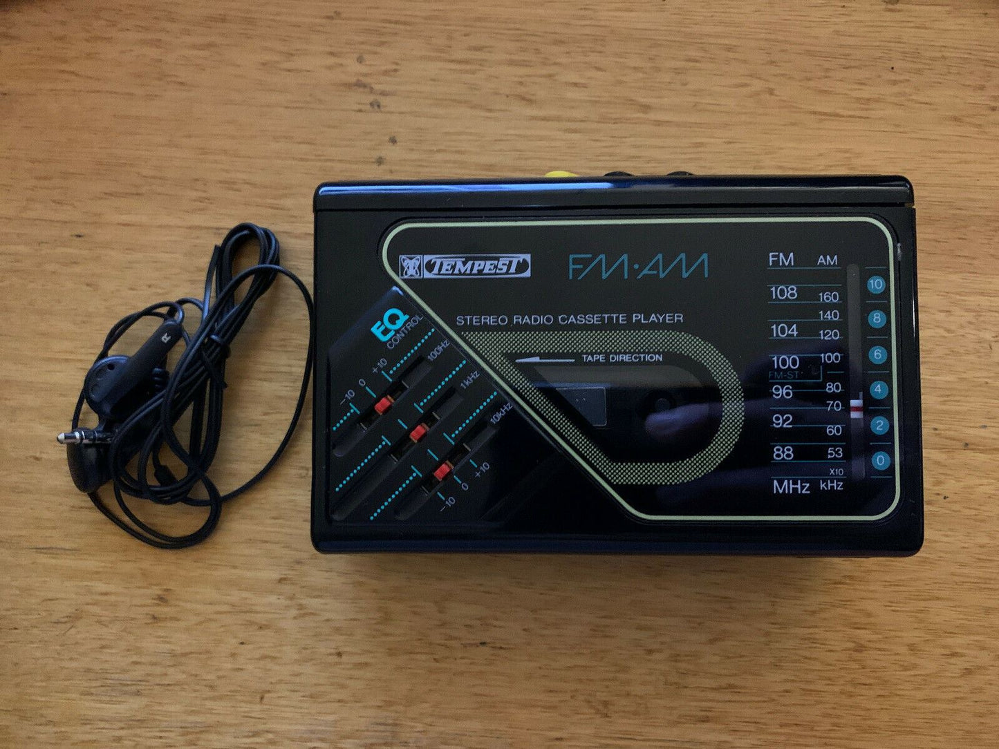 Stereo AM/FM Radio Cassette Player Tempest with Equalizer Control & Earphones