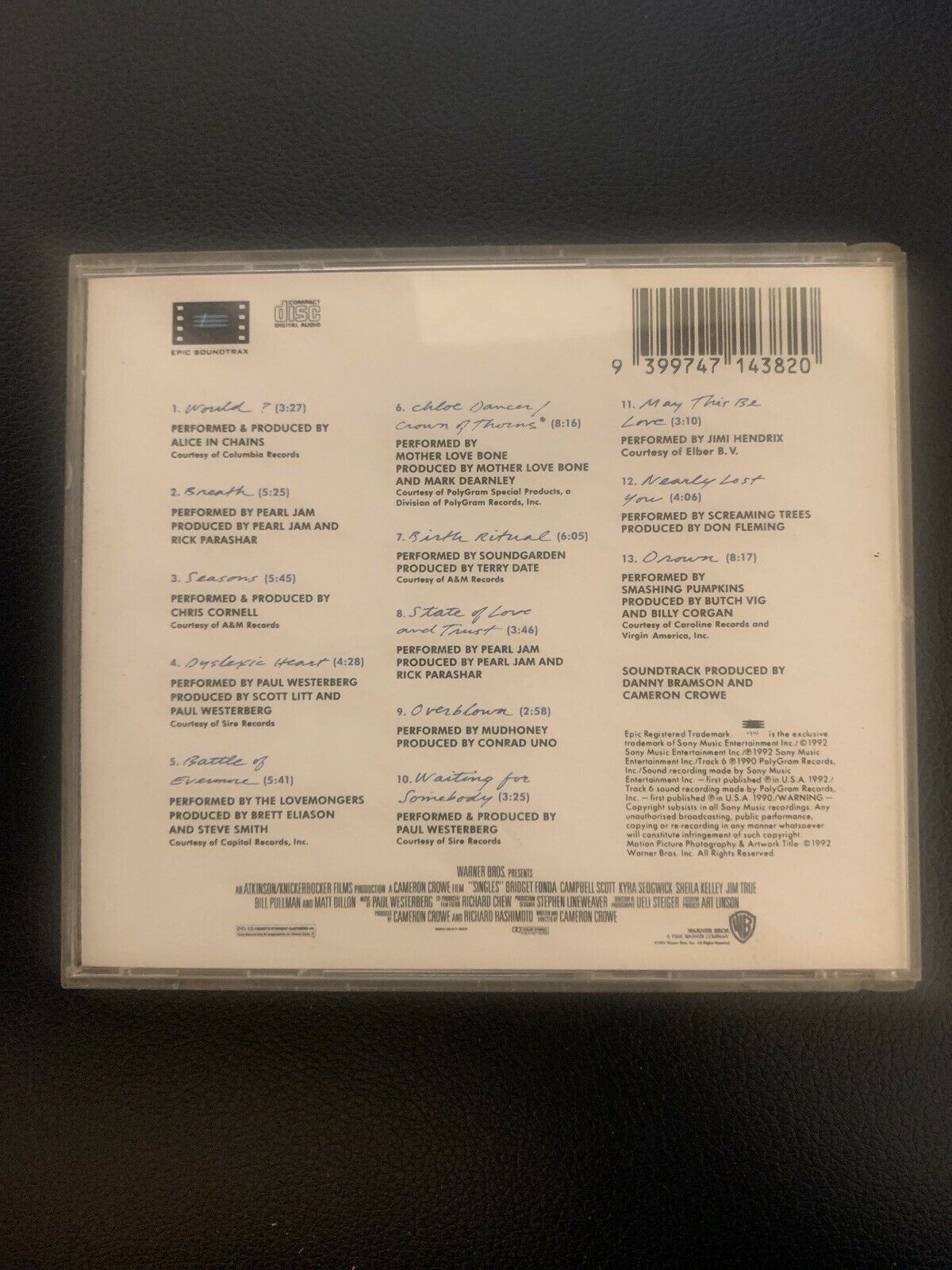 Singles - Original Motion Picture Soundtrack - CD OST 1992
