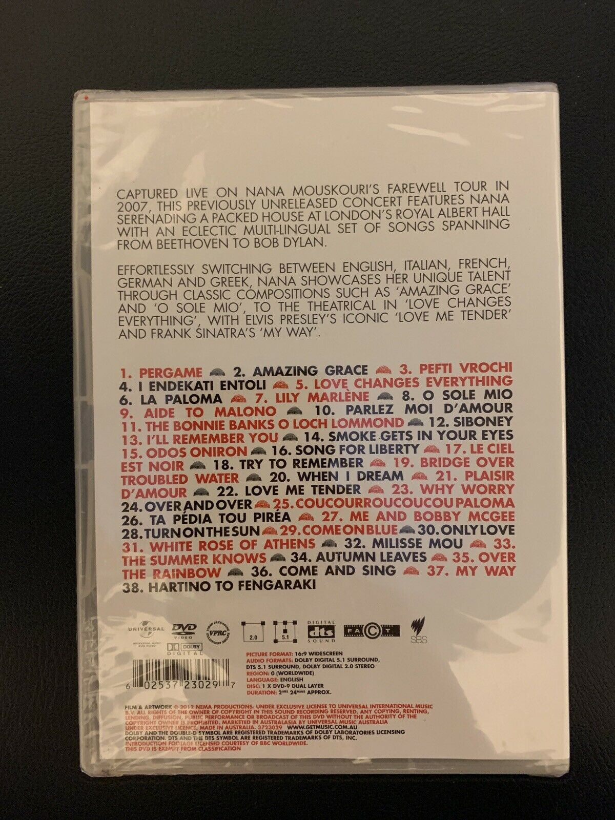 *New Sealed* Live at The Royal Albert Hall by Nana Mouskouri (DVD, Universal)