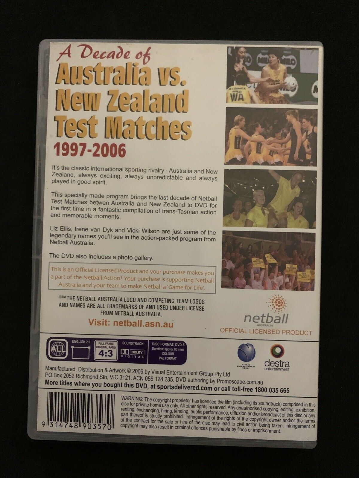 Netball: A Decade Of Australia vs New Zealand Test Matches 1997-2006 DVD