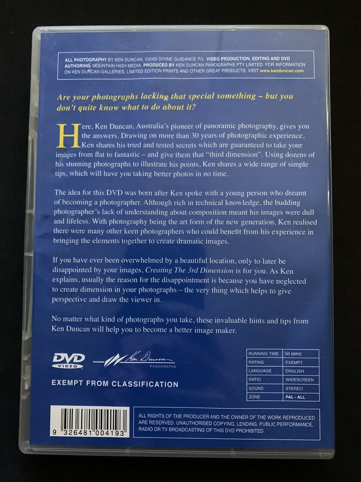Ken Duncan - Creating The 3rd Dimension (DVD) Become a Better Photographer