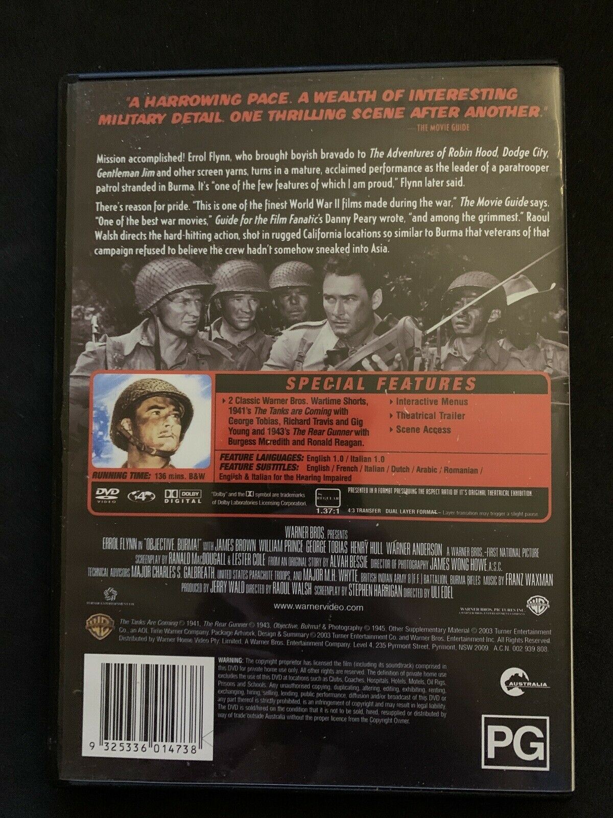 Objective, Burma! (DVD, 1945) Errol Flynn, James Brown, William Prince. Region 4