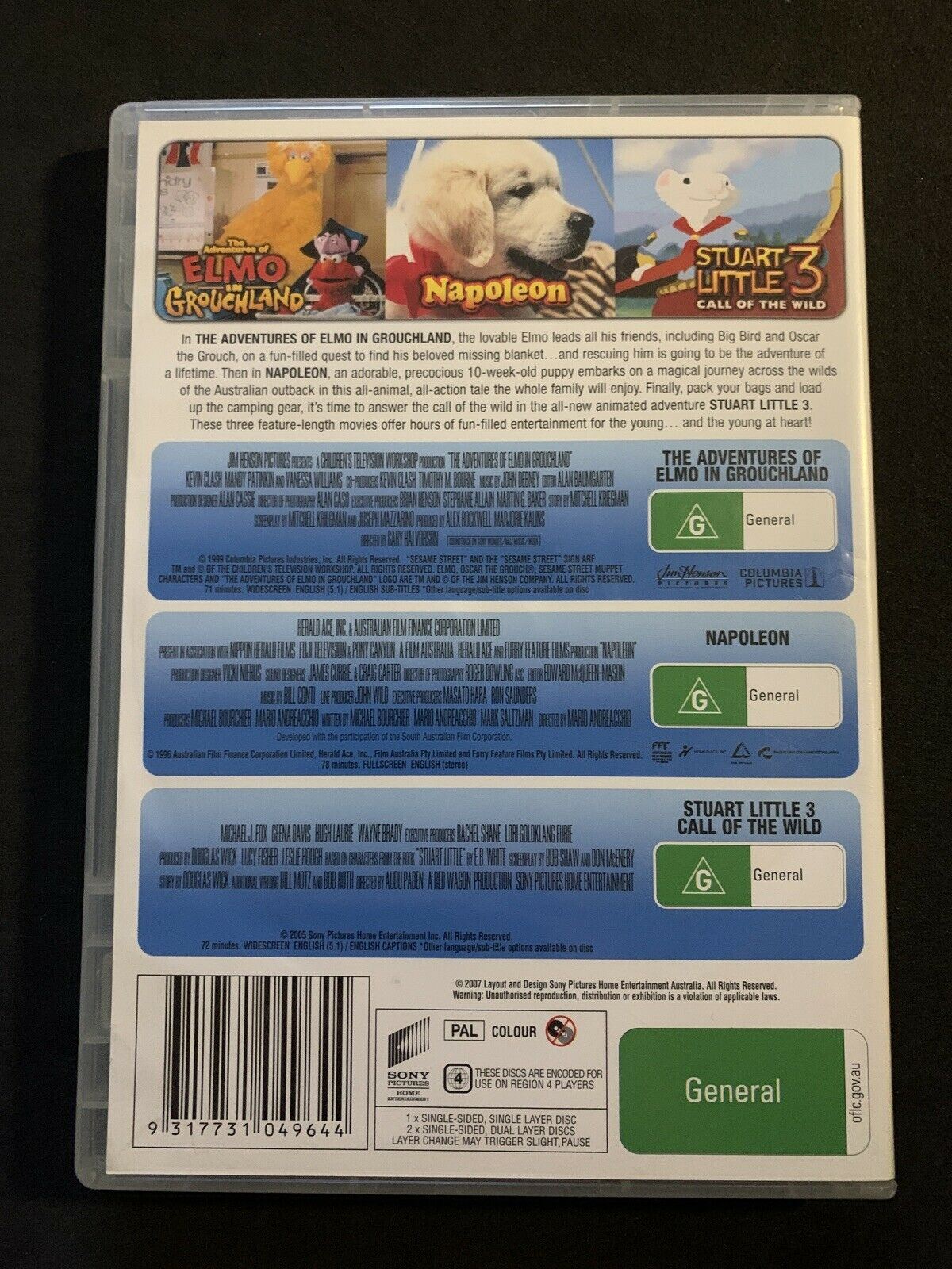 Napoleon DVD + Elmo in Grouchland + Stuart Little 3 Three - 3 KIDS MOVIES - RARE