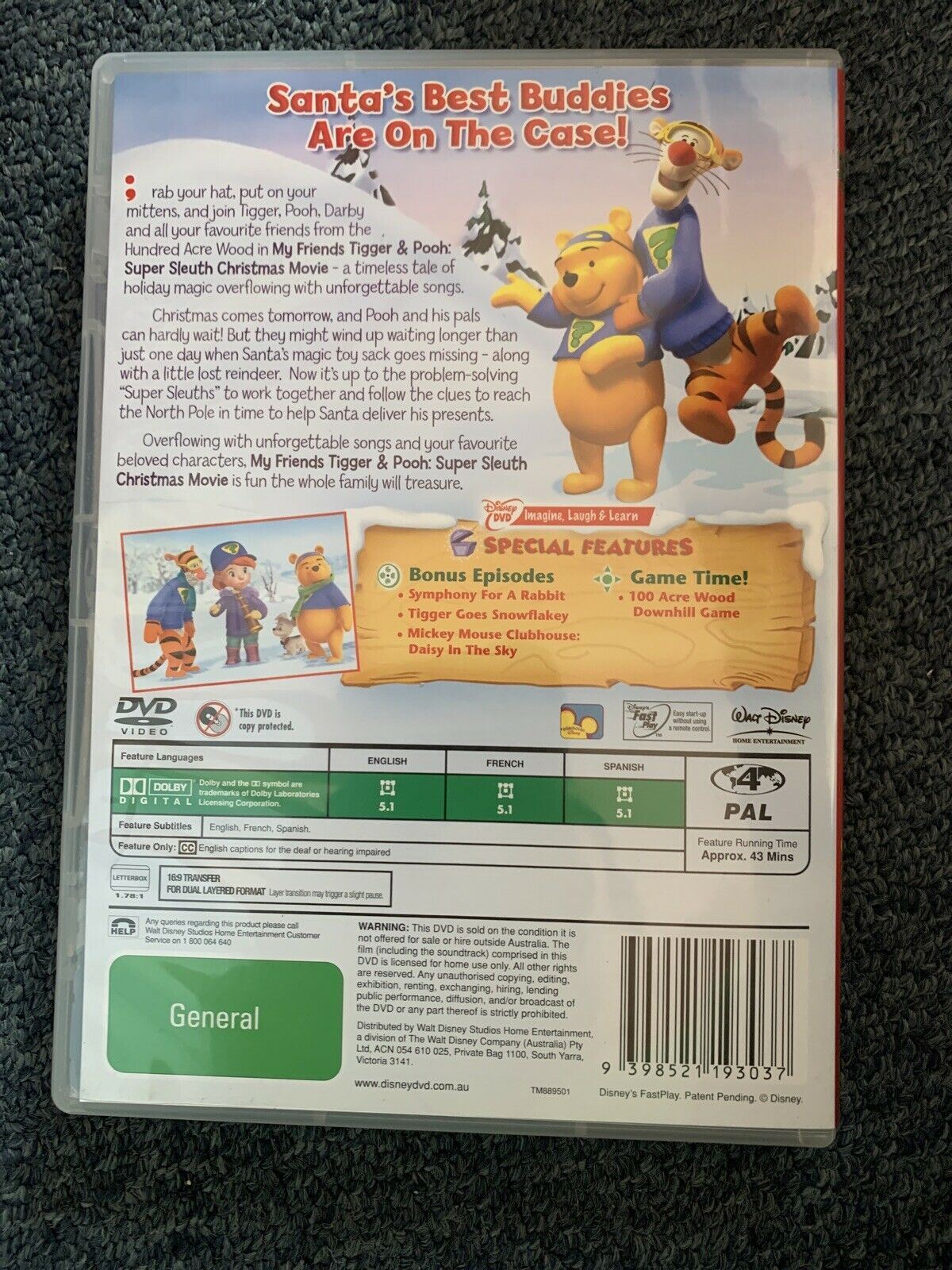 My Friends Tigger And Pooh - Super Sleuth Christmas Movie (DVD, 2007) Region 4