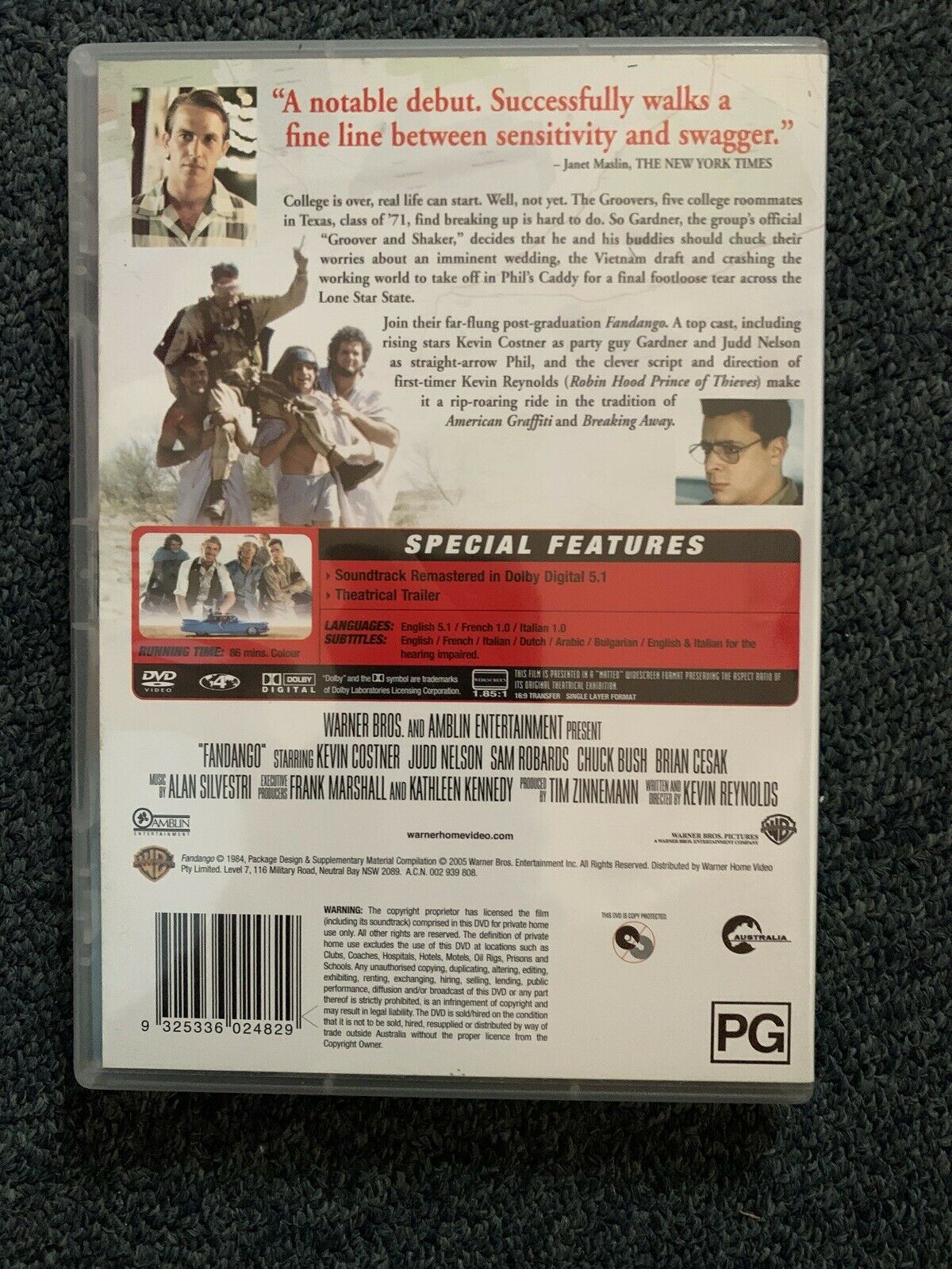 Fandango (DVD, 1985) Kevin Costner, Judd Nelson. Region 4