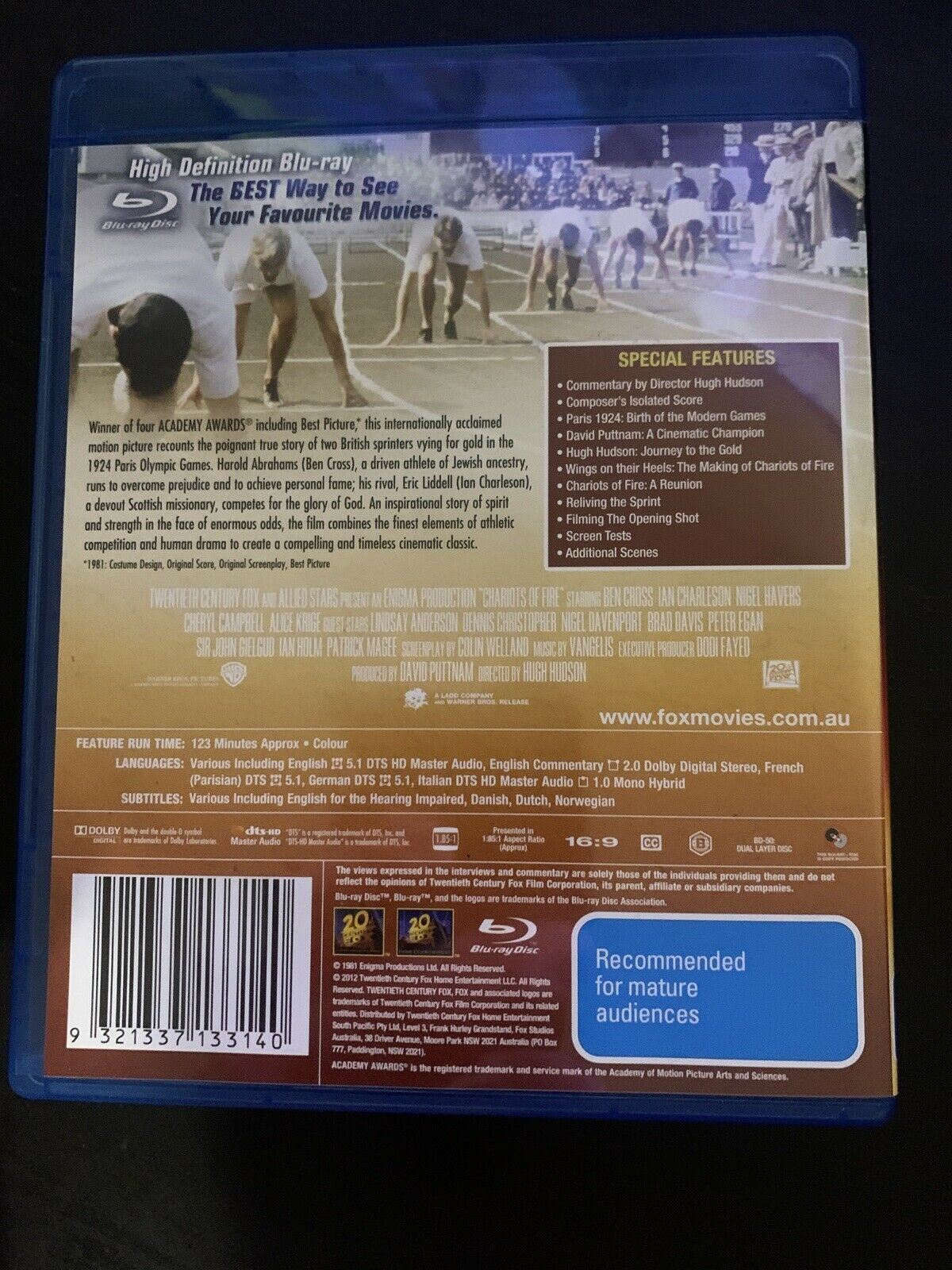 Chariots Of Fire - 30th Anniversary Edition (Bluray, 1981) Region B