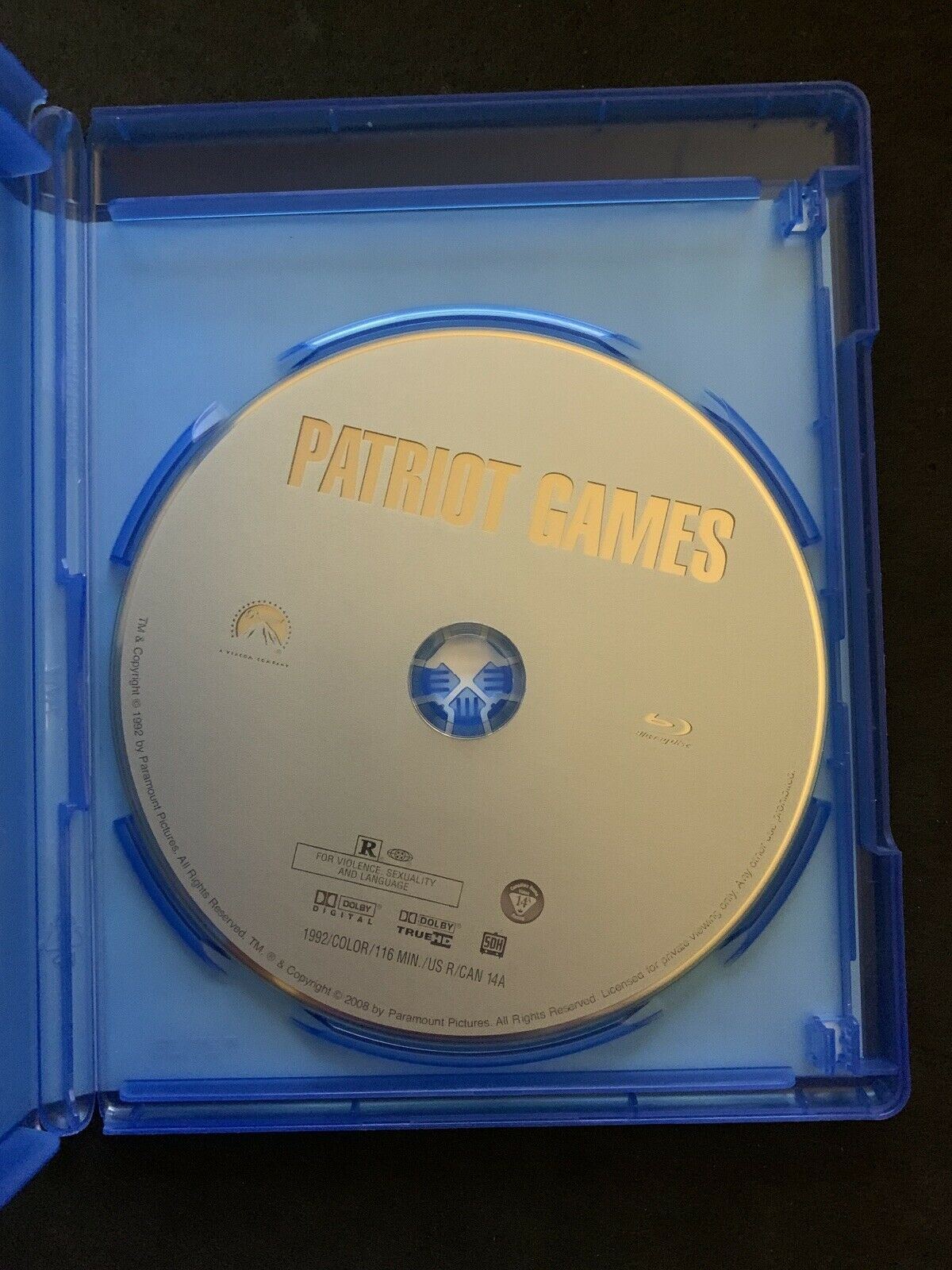 Patriot Games (Blu-ray, 1992) Harrison Ford, Sean Bean, Samuel L. Jackson