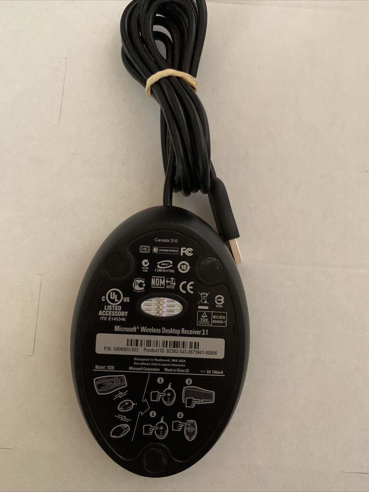 MICROSOFT Wireless Desktop Receiver 3.1A Model 1028 for Mouse & Keyboard