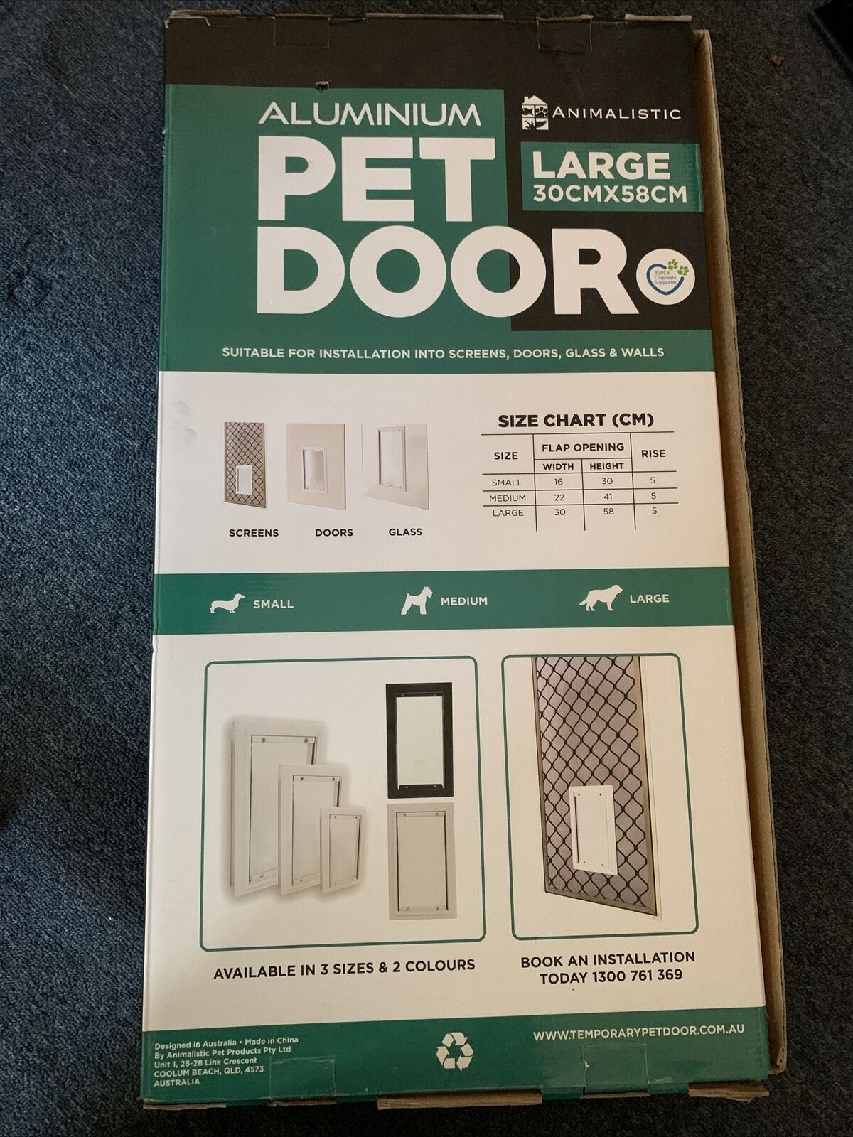 Animalistic Aluminium Pet Door White Large 30cmx58cm