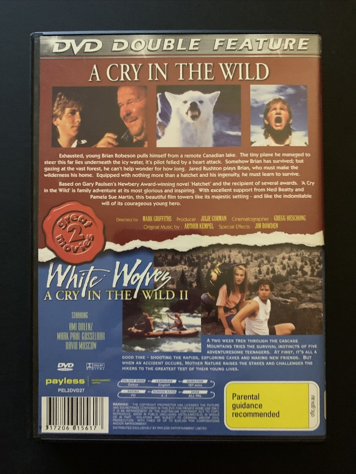 A Cry In The Wild 1 & 2 (DVD, 1990) Jared Rushton, Ned Beatty - Region All