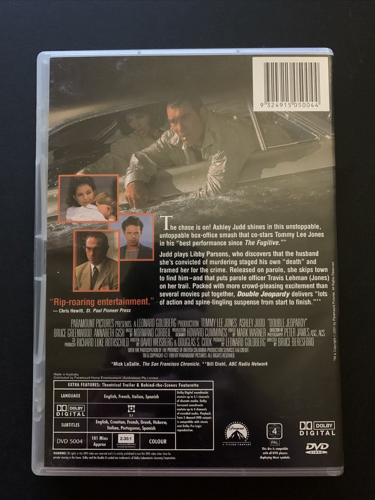 Double Jeopardy (DVD, 1999) Ashley Judd, Tommy Lee Jones - Region 4